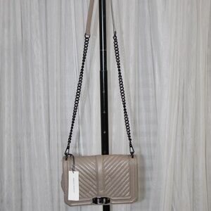 Rebecca Minkoff Taupe Chevron Quilted Jumbo Love Crossbody.